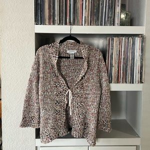 Vintage Nine West Crochet Cardigan w/ pink ribbon